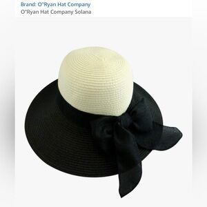 O’Ryan Hat Co Solana Black and Cream Women's Sun Hat with Ribbon